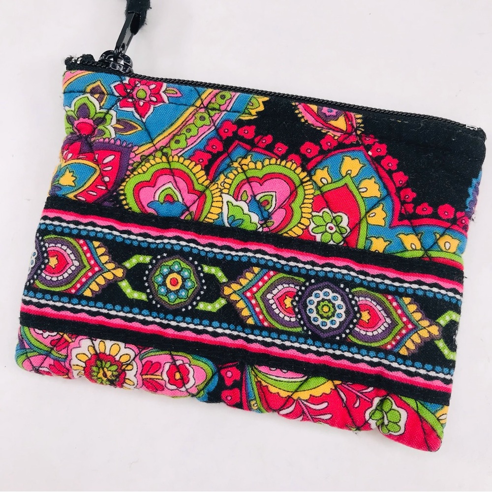 Vera Bradley Symphony in Hue Black Zipper Wallet Coin Purse Quilted